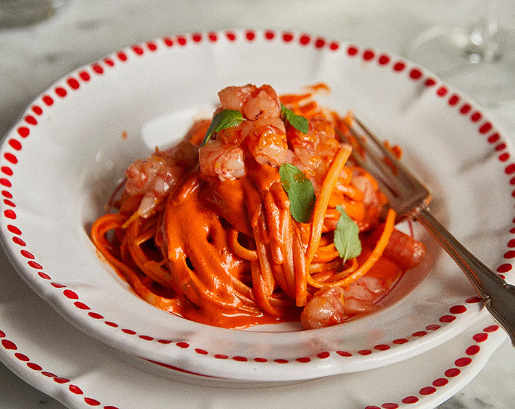 Linguine n.13 con tartare di gambero rosso Rummo