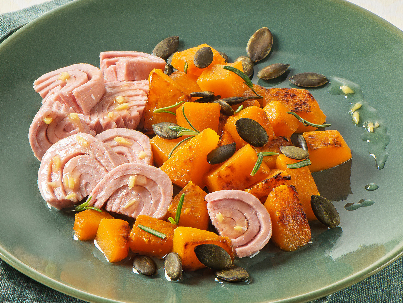 Ricetta della zucca al rosmarino e semi di zucca con Trancetti di Tonno