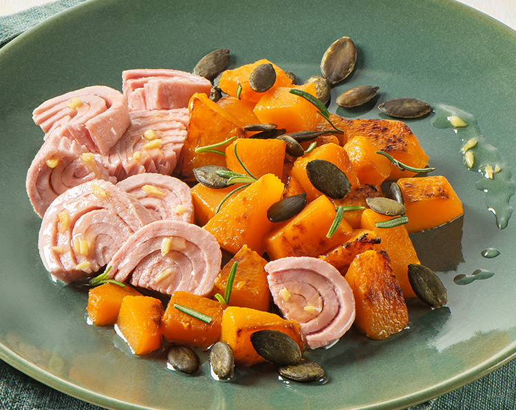 Ricetta della zucca al rosmarino e semi di zucca con Trancetti di Tonno