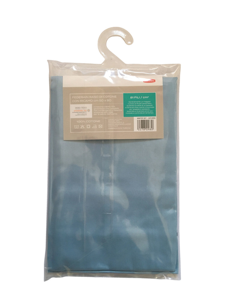 Federa Raso Tinta Unita Cm50x80 Azzurro Casa Premium - Foto 2