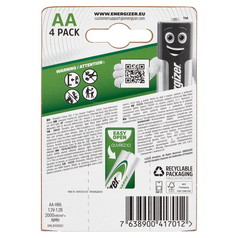 4 Pile Stilo Ricaricabili Energizer Power Plus - Foto 3