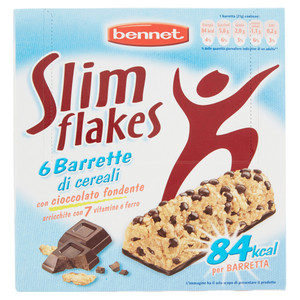 Barrette Slim Flakes Ai Cereali Con Cioccolato Fondente 6pz Bennet - Foto 1