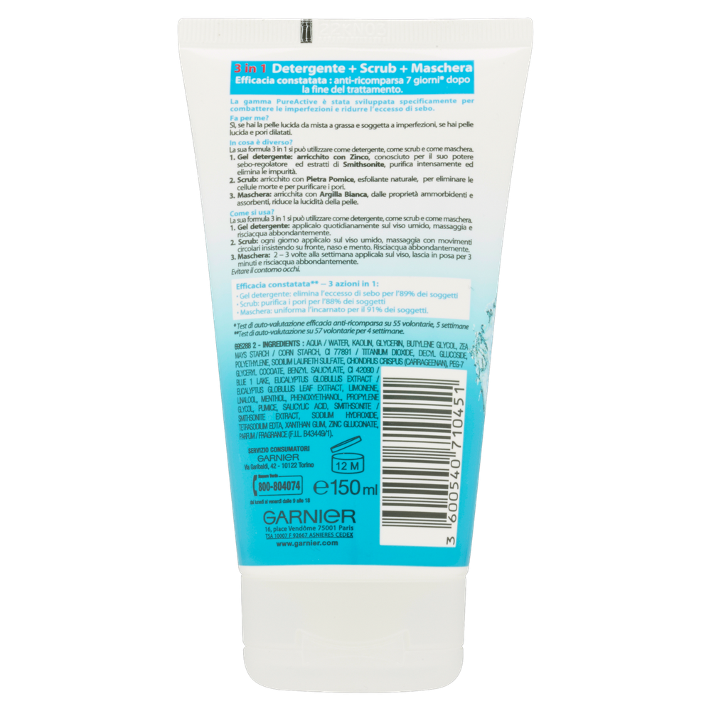 Detergente Scrub Maschera 3 In 1 Pureactive Garnier - Foto 3