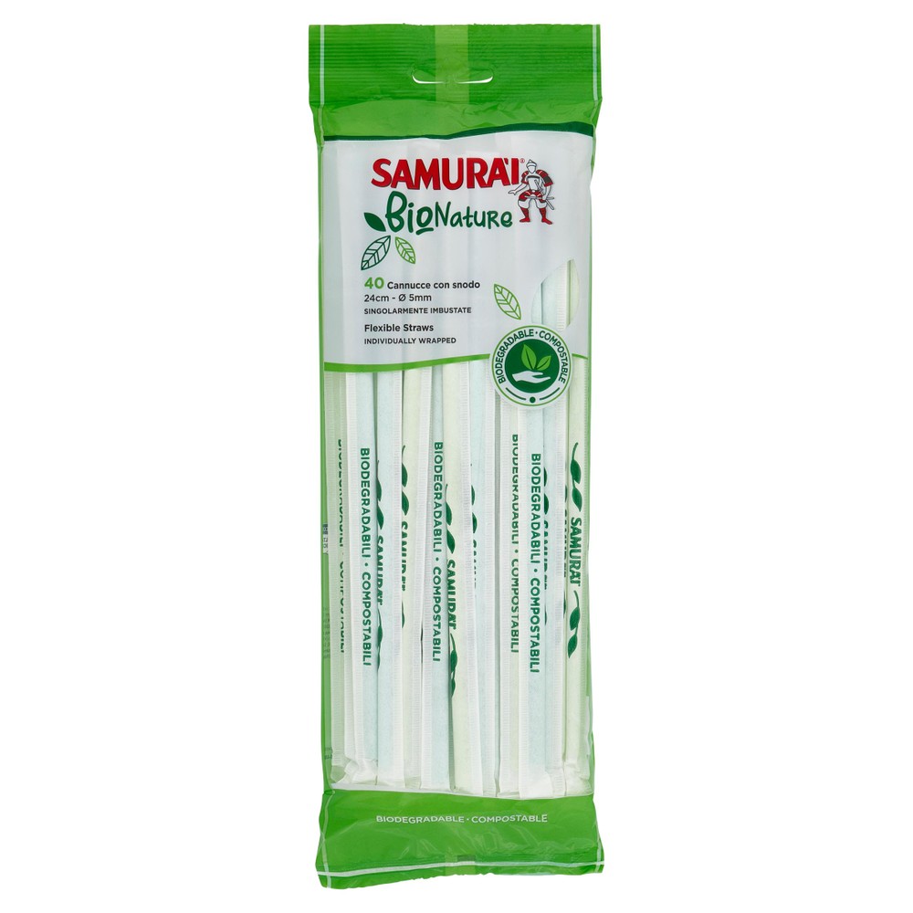 Cannucce Imbustate Biodegradabili E Compostabili Samurai 24cm,Conf.Da P