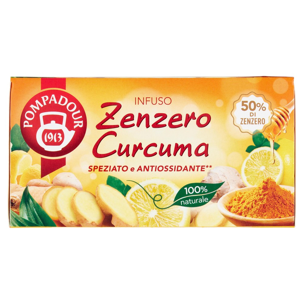Infuso Zenzero E Curcuma Senza Glutine Bustine 20x1,8g Pompadour - Foto 1