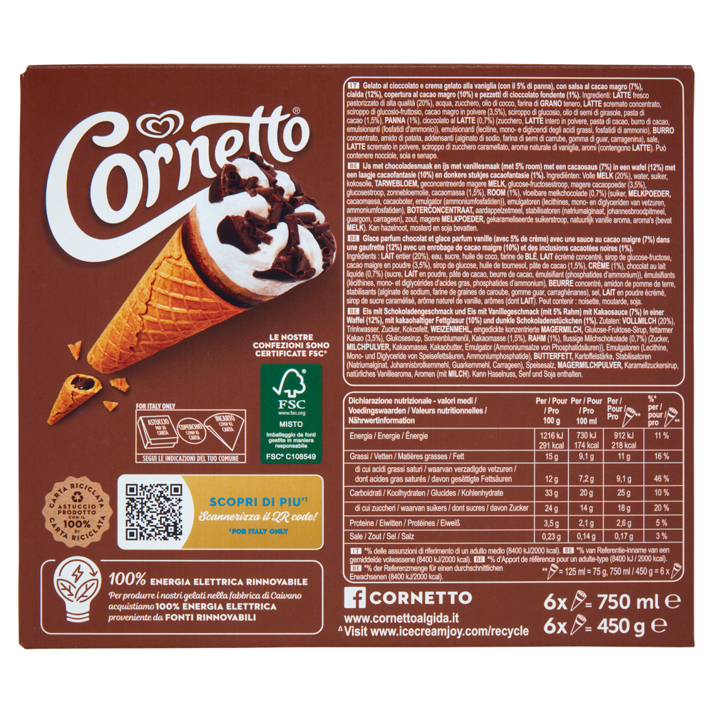 Gelato Cornetto Cioccolato Algida 6x75g - Foto 3