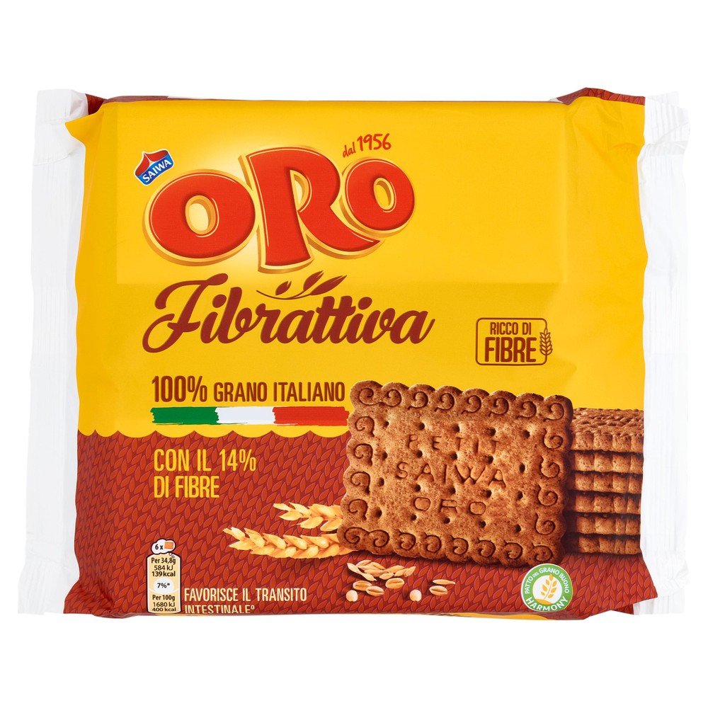 Biscotti Con Farina Integrale Frumento Fibrattiva Benessere Oro Saiwa - Foto 1