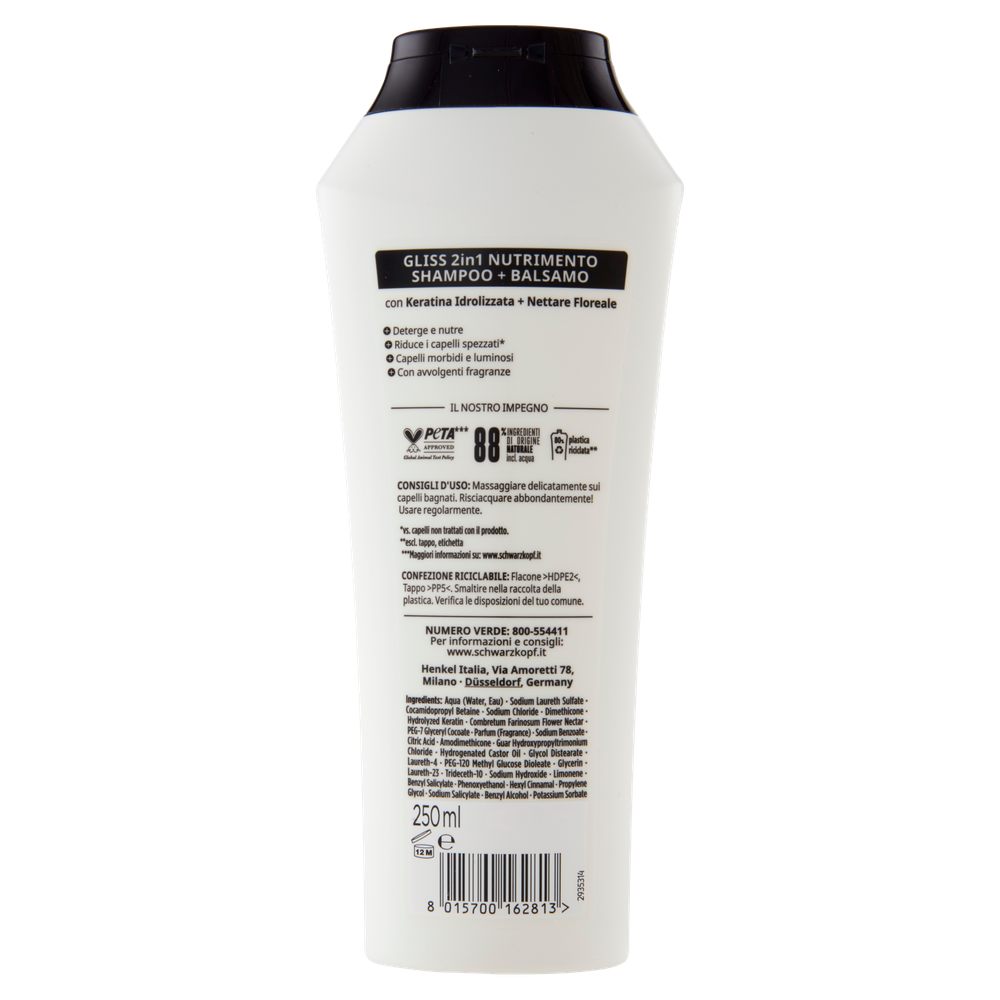 Shampoo E Balsamo Per Capelli Normali 2in1 Nutrimento Gliss - Foto 3