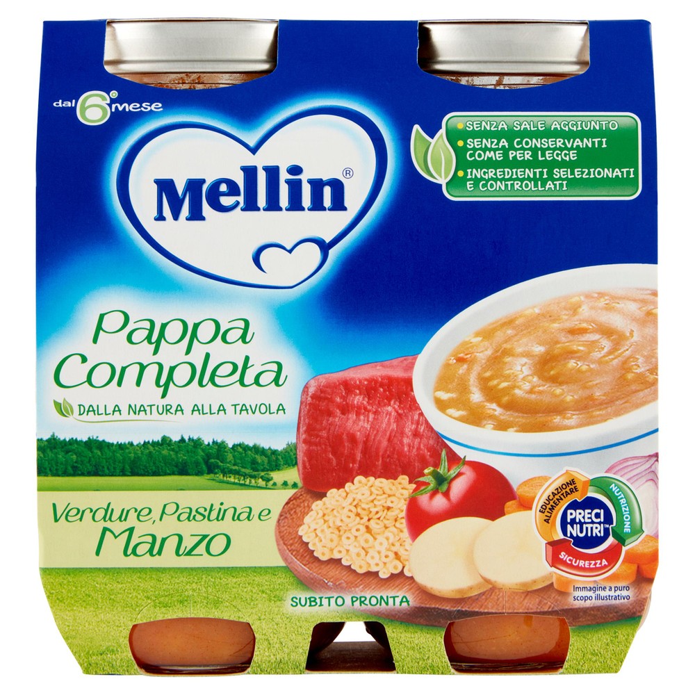 Pappa Completa Dal 6° Mese Pastina Verdure E Manzo 2x250g Mellin - Foto 1