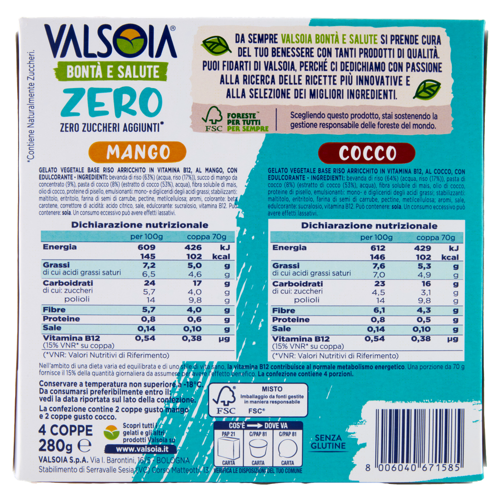 4 Coppe Mango-Cocco Zero Zuccheri Valsoia - Foto 3
