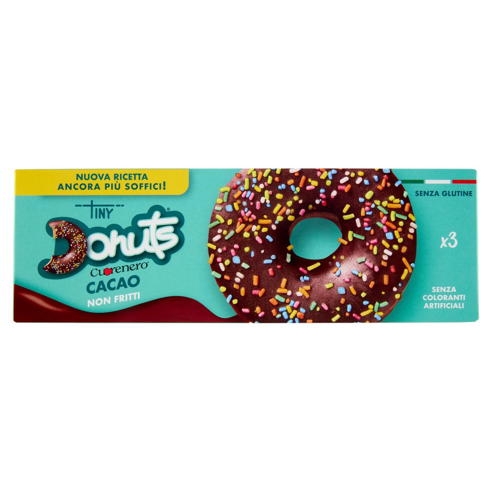 Ciambelle Tiny Donuts Al Cacao Con Glassa Colorata 3x37g Cuorenero - Foto 1