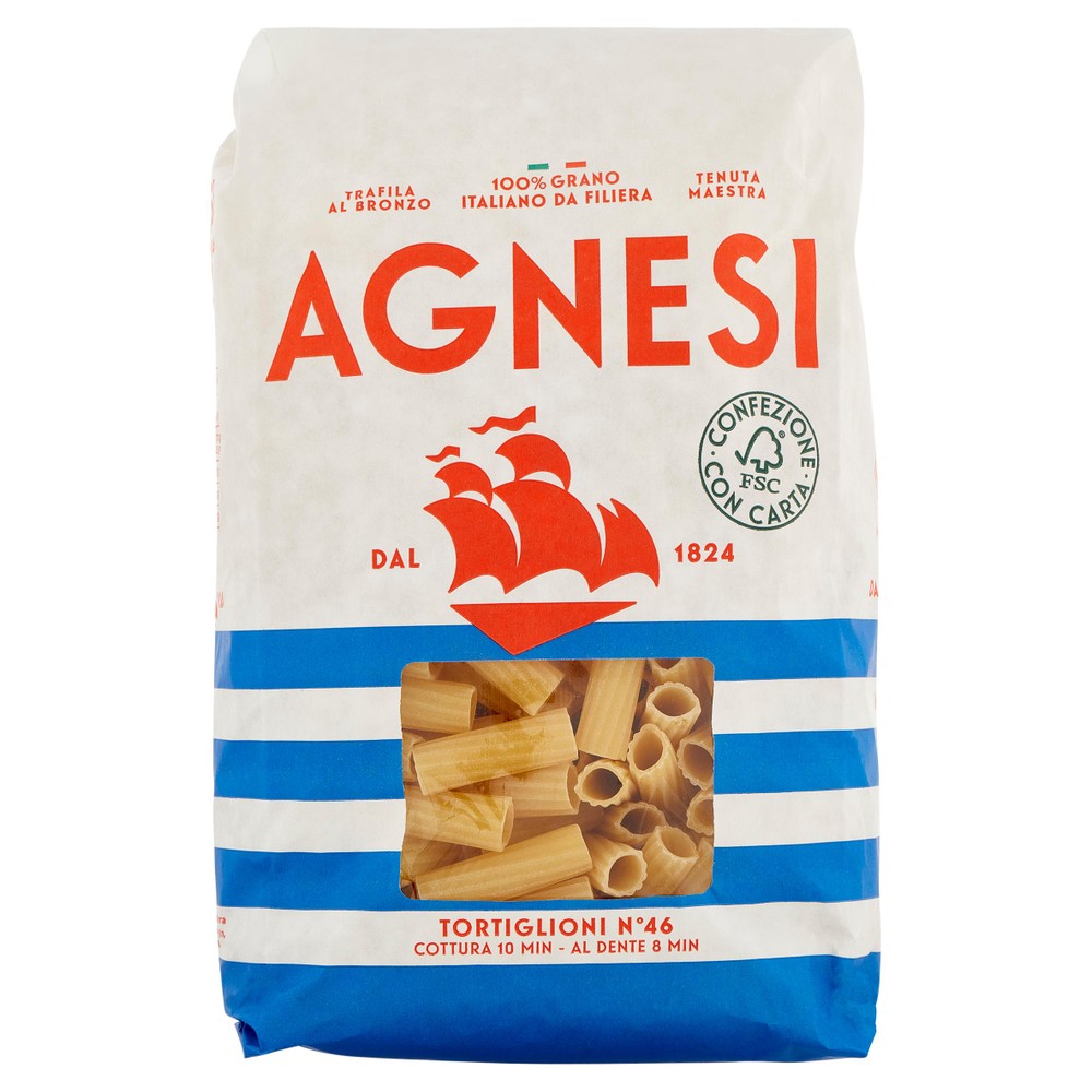 Pasta Tortiglioni N.46 Grano 100% Italiano Agnesi - Foto 1