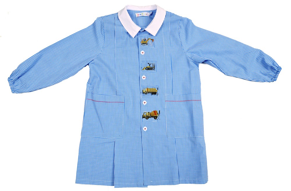 Grembiule Asilo Bambino 4 Anni Vichy Azzurro - Foto 1