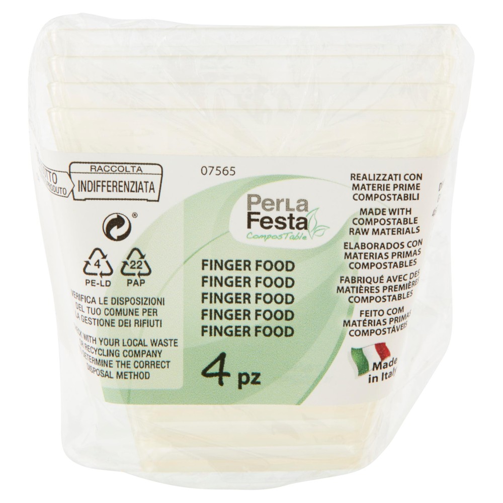 4 Bicchierini Finger Food Quadrati Compostabili - Foto 1