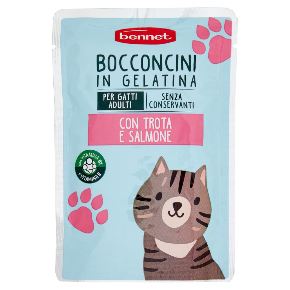 Alimento Umido Per Gatti Bennet Bocconcini Trota Salmone - Foto 1