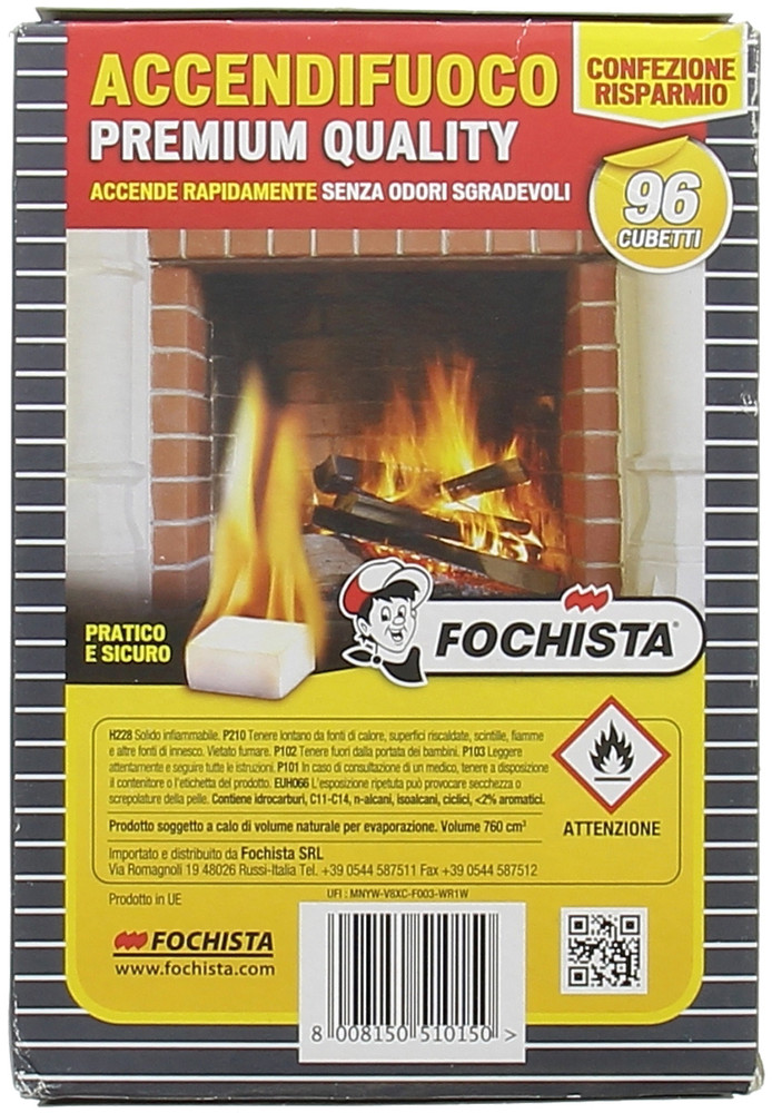 Accendifuoco Rapido Fochista Per Stufe E Camini 96 Cubetti P.Q. - Foto 2