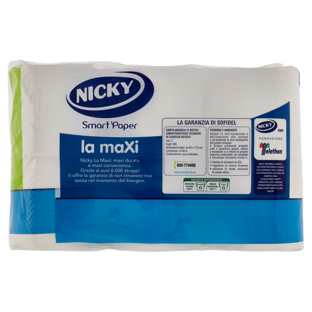 Carta Igienica La Maxi Nicky 2v, Conf. Da 12 Rotoli