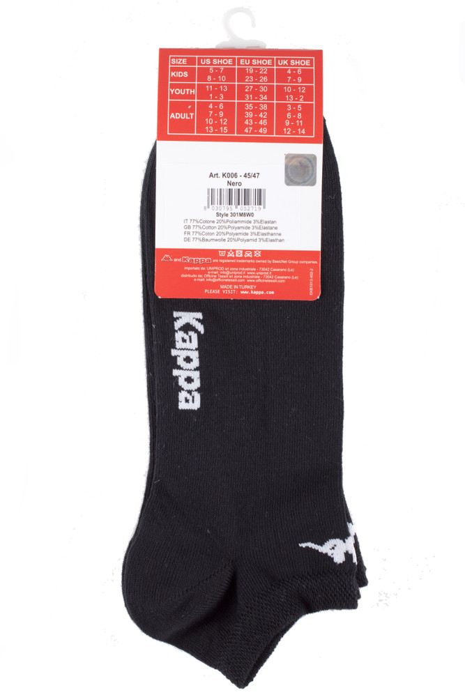 Calze Sneaker Uomo 45/47 Nero Conf Da 3 Kappa - Foto 2