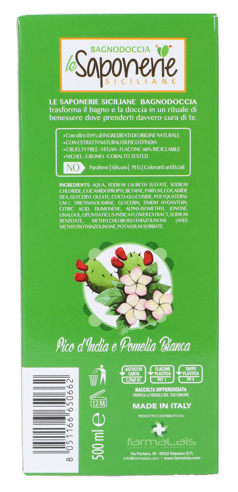 Bagnodoccia Fico D'india E Pomelia Bianca 500ml Le Saponerie Siciliane - Foto 2