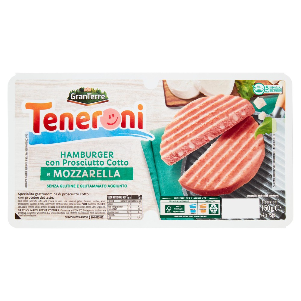 Hamburger Prosciutto Cotto E Mozzarella Granterre Teneroni - Foto 1