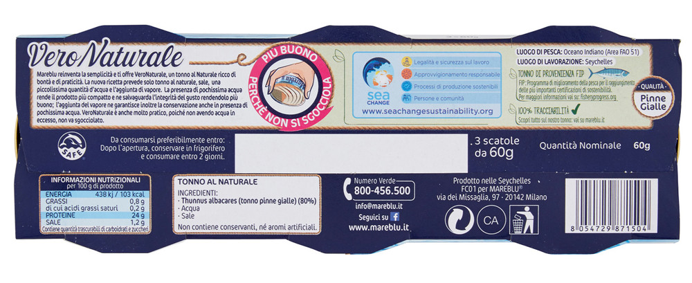 Tonno Al Naturale Veronaturale 3x60g Mareblu - Foto 3