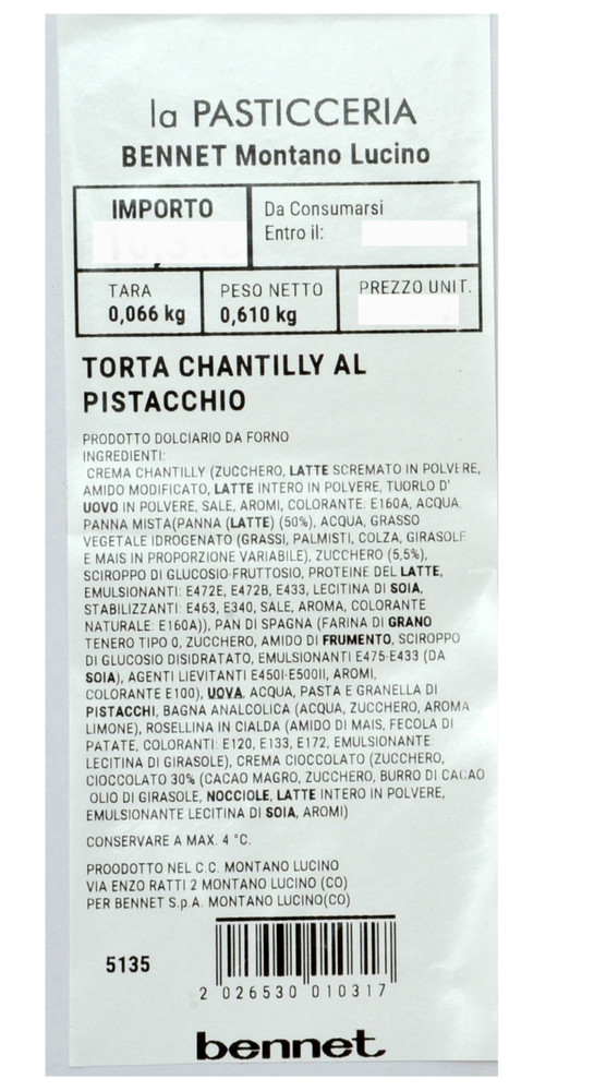 Torta Chantilly Al Pistacchio