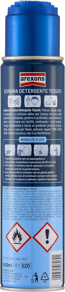 Detergente Schiuma Per Tessuti Con Spazzola 400ml Arexons - Foto 2