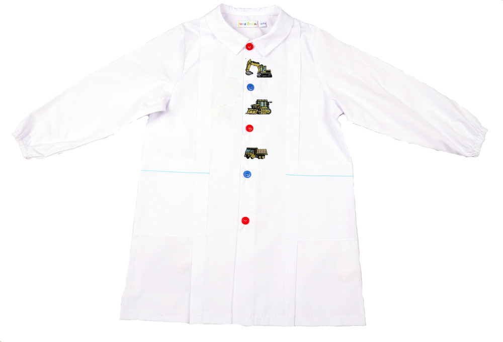 Grembiule Asilo Bambino 5 Anni Bianco Ricamo Ruspa - Foto 1