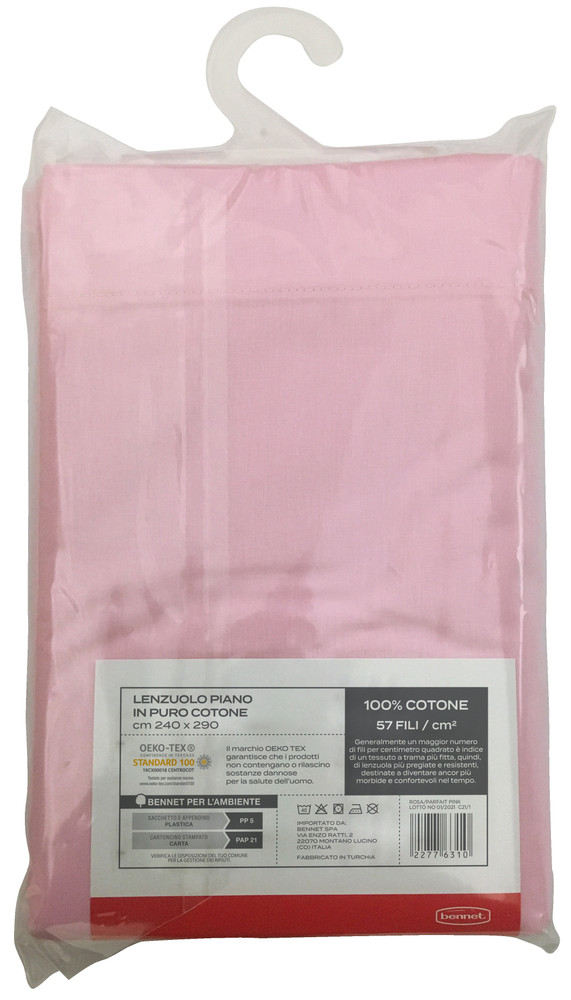 Lenzuolo Piano Tinta Unita 2 Piazze Cm240x290 Rosa Casa - Foto 2