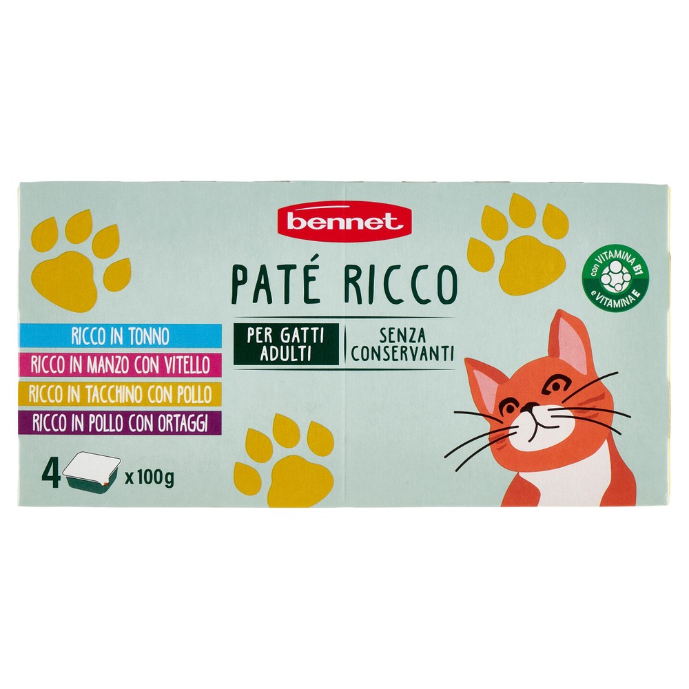 Pate' Ricco Per Gatti Bennet Conf. Da 4 - Foto 1