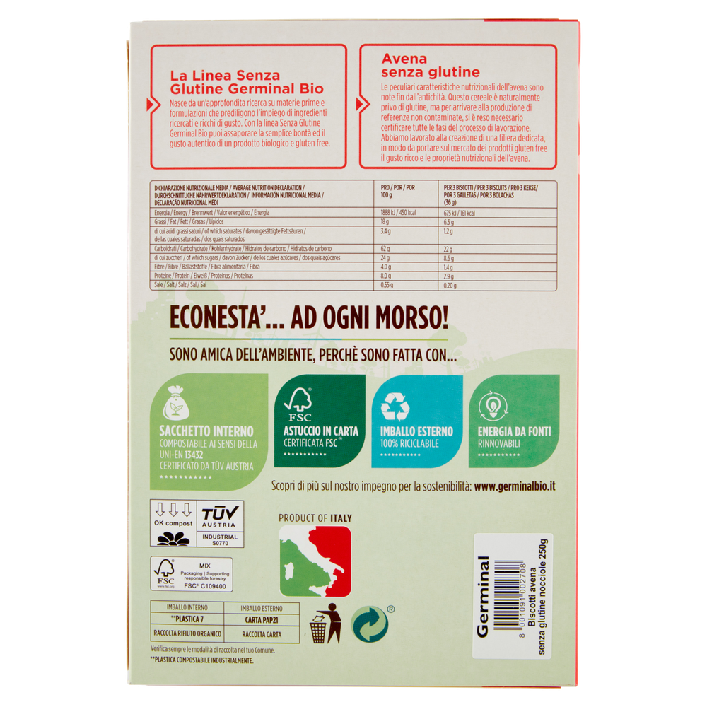 Biscotti Avena Nocciole Senza Glutine Germinal Bio - Foto 3