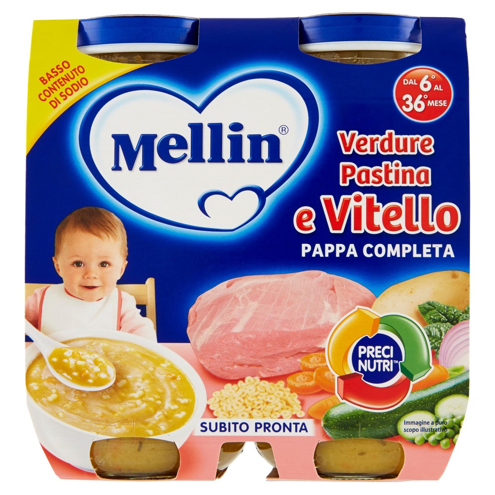 Mellin Pappa Completa Verdure Pastina e Vitello