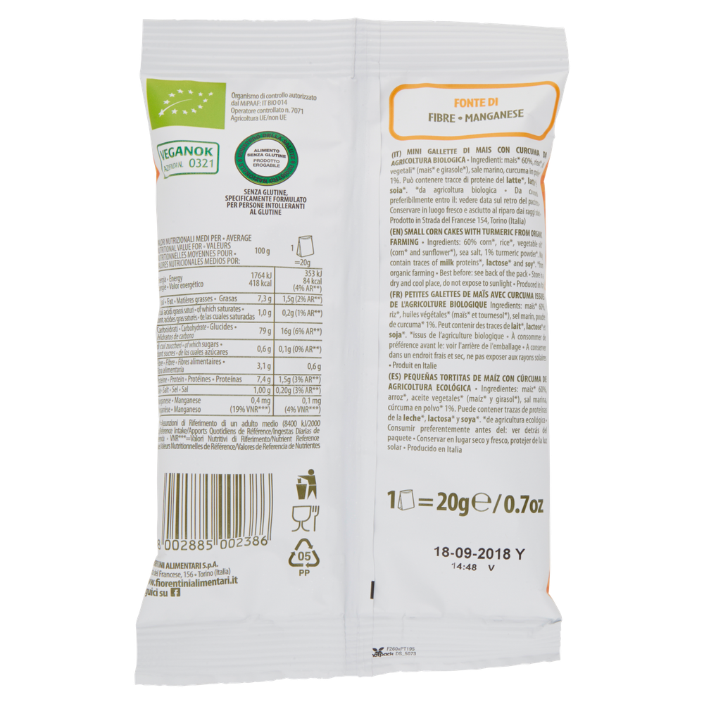 Snack Bio Triangolini Di Mais Con Curcuma Si&No Fiorentini - Foto 3