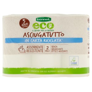Asciugatutto In Carta Riciclata Maxi Bennet Eco 2 Veli Da 3 Rotoli - Foto 1
