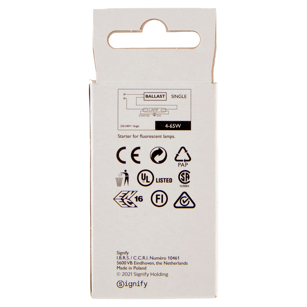 Starter S10 Per Lampade Fluorescenti 4-65 Philips - Foto 3