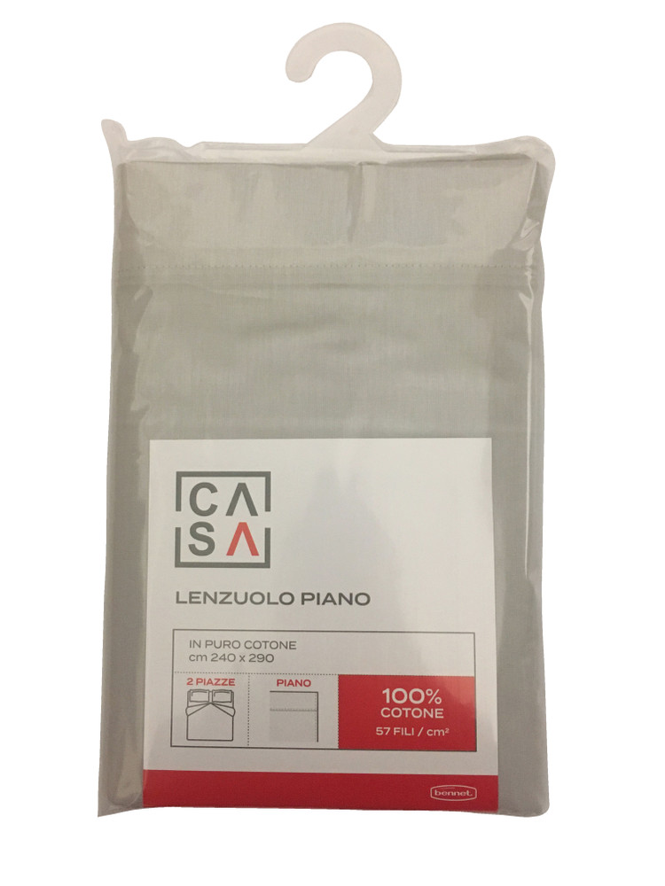 Lenzuolo Piano Tinta Unita 2 Piazze Cm240x290 Grigio Chiaro Casa - Foto 1