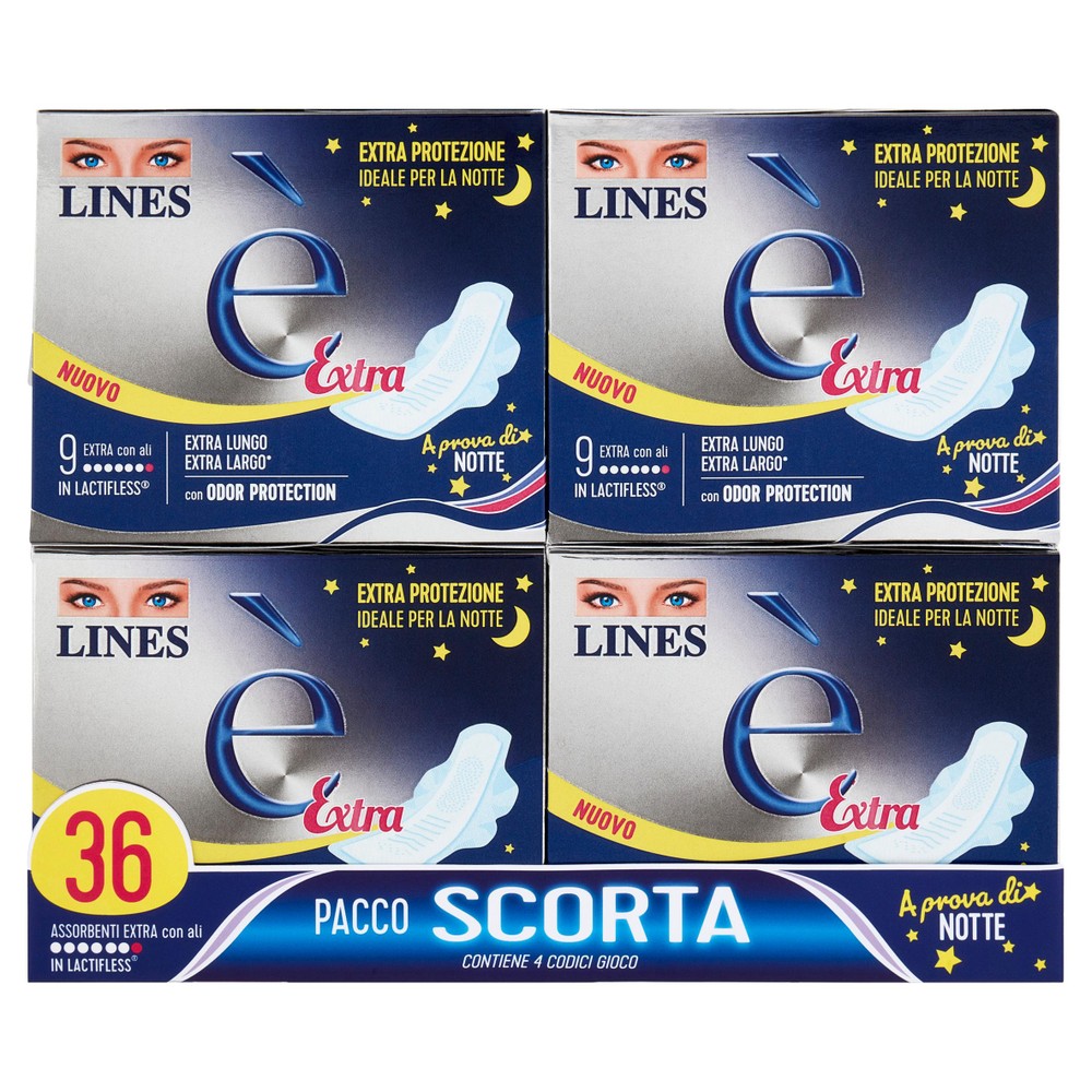 36 Assorbenti Con Ali Extra Quadri Lines E' - Foto 1