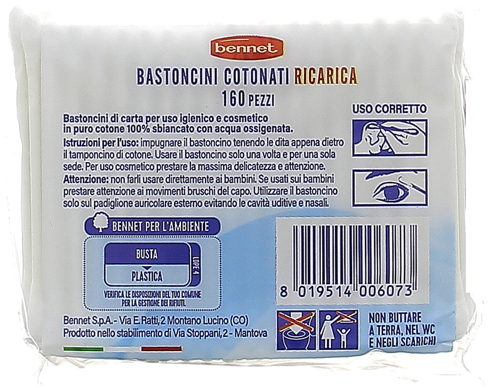 Bastoncini Cotonati Puliorecchie Ricarica Bennet - Foto 2