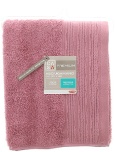 Asciugamano Spugna Cm60x110 Bordo A Rilievo Rosa Casa Premium - Foto 1