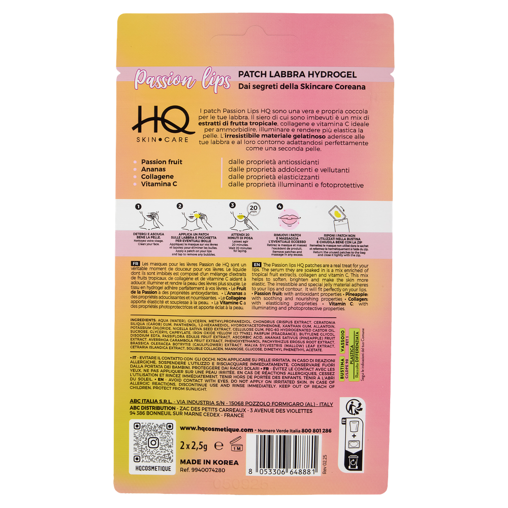 Patch Labbra Hydrogel Collagene - Passion Fruit 2 X 2,5 G Hq - Foto 3