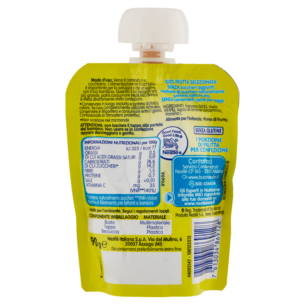 Merenda 100% Frutta Banana E Mela Da Spremere Pouch - Foto 3