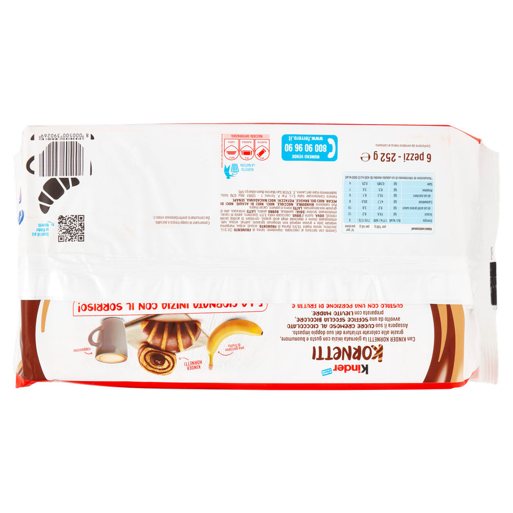 Merendine Kornetti Cornetti Con Crema Di Cioccolato 6x42g Kinder - Foto 3