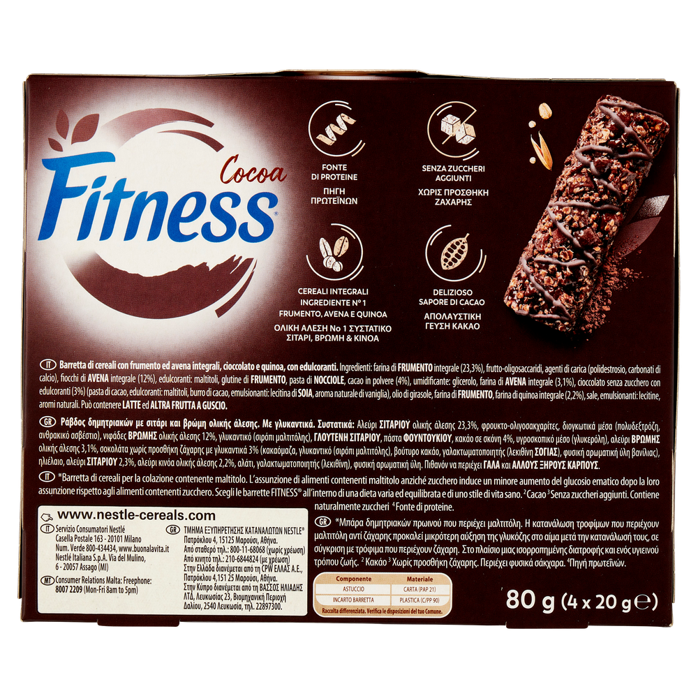 Barrette Cereali Protein Cocoa Al Cacao Senza Zuccheri 4x20g Fitness - Foto 3