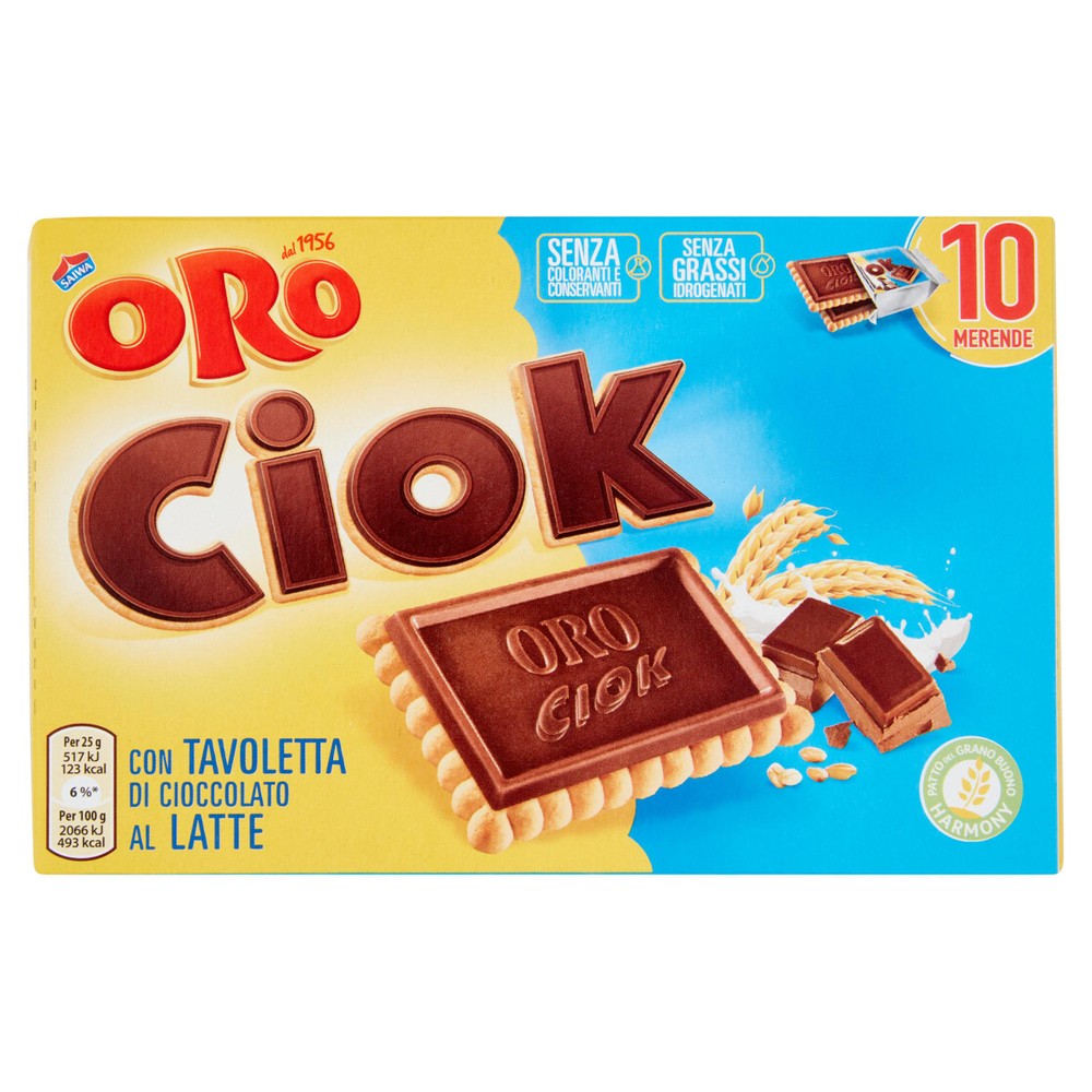 Biscotti Oro Ciok Con Cioccolato Al Latte 10x25g Oro Saiwa - Foto 1