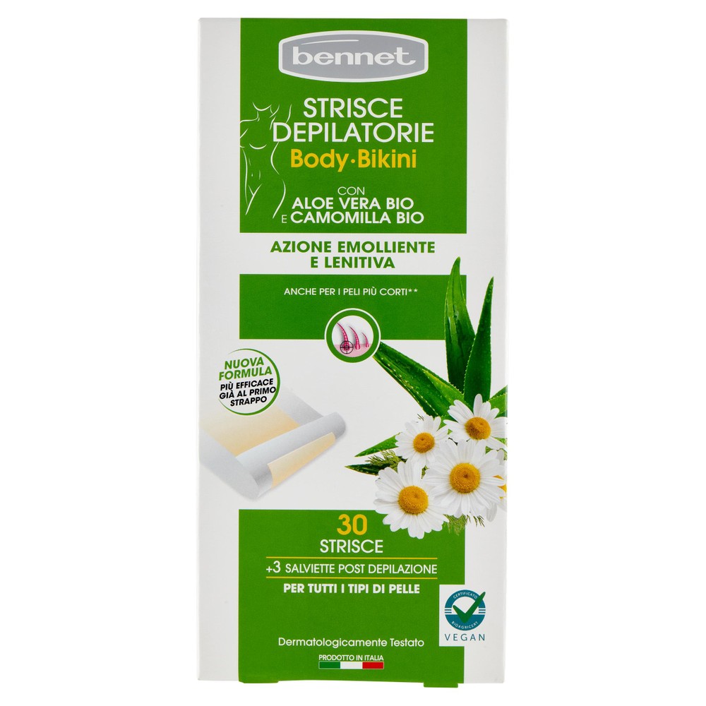 Strisce Depilatorie Body/Bikini Aloe Vera E Camomilla Bio Bennet - Foto 1