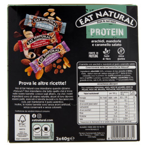 Barrette Proteiche Arachidi, Mandorle, Caramello 3x40g Eat Natural - Foto 3