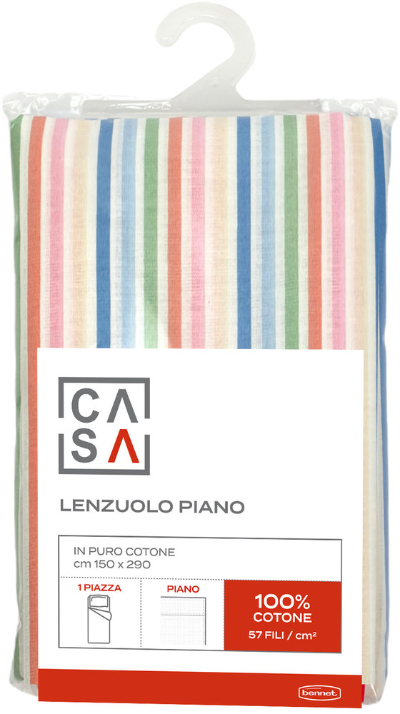 Lenzuolo Piano Stampa Righe 1 Piazza Cm150x290 Rosa Casa