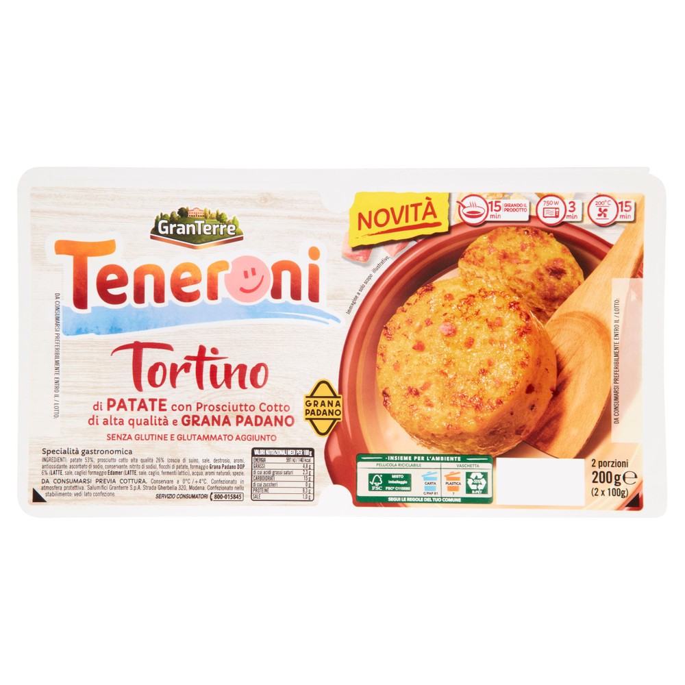 Tortino Patate Con Prosciutto Cotto E Grana Padano Granterre Teneroni - Foto 1
