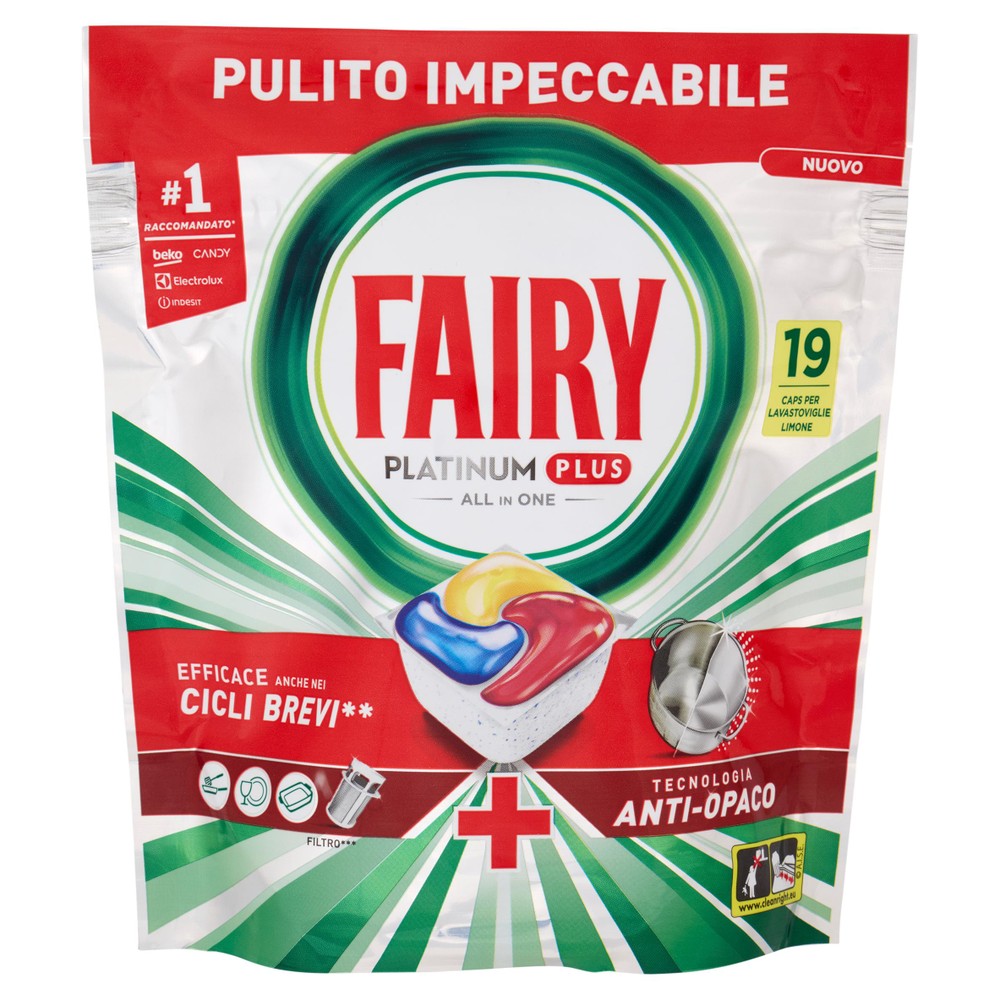 Pastiglie Detersivo Lavastoviglie Platinum Plus Limone 19 Caps Fairy - Foto 1
