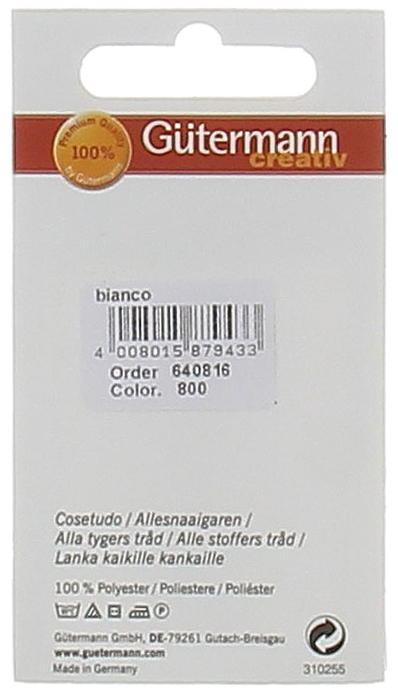 Filo Clip Per Cucire Colore 800 Bianco Mt.1.000 Gutermann